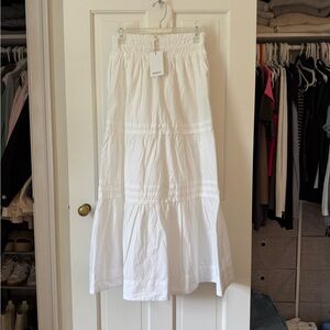 Quince White Tiered Maxi Skirt